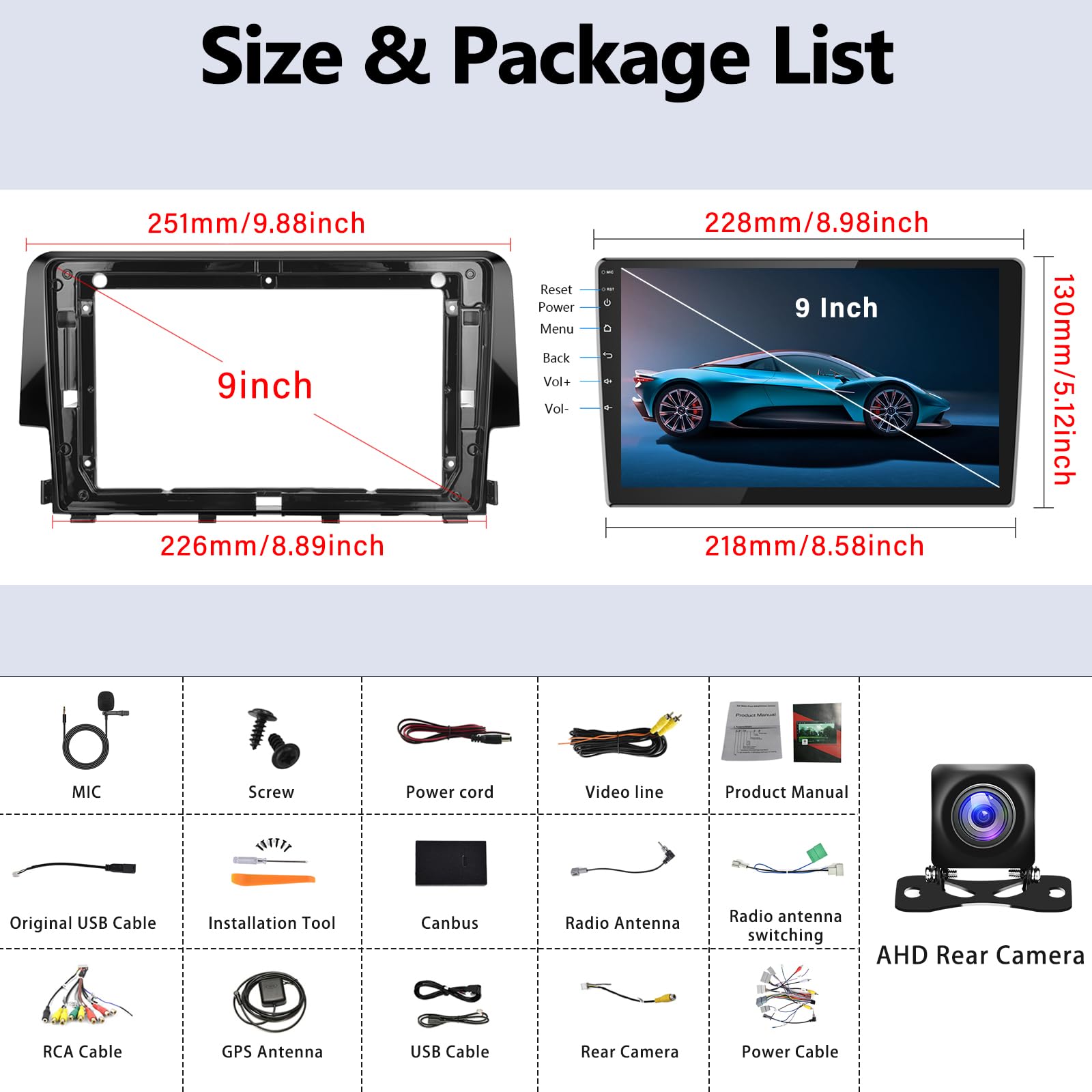 SIXWIN Update Android Car Stereo for Honda Civic 2016-2020 with